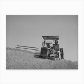 Caterpillar Drawn Combine Working In The Wheat Fields Of Whitman County, Washington By Russell Lee Canvas Print