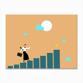 Business Woman On A Ladder Canvas Print