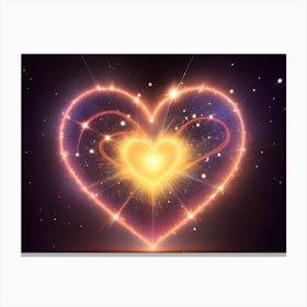 A Colorful Glowing Heart On A Dark Background Horizontal Composition 56 Canvas Print