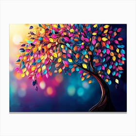 Colorful Tree With Leaves On Hanging Branches 18 Canvas Print