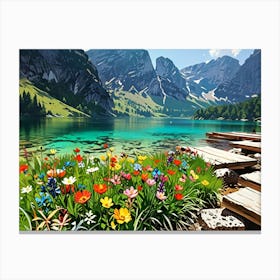 Flowers In The Mountains Canvas Print