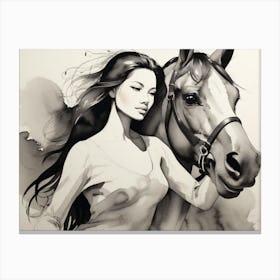Woman With A Horse Canvas Print