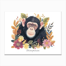 Little Floral Chimpanzee 2 Poster Canvas Print