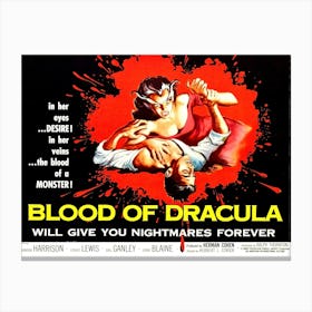 Sexy Horror Movie Poster, Blood Of Dracula Canvas Print