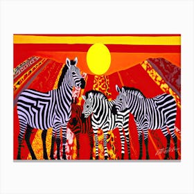 African Zebra Kings - Zebras In The Sun Canvas Print