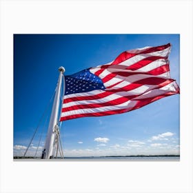 An American Flag Mid Billow Red And White Stripes Gleaming In The Wind Blue Star Field Sailing Ag (2) Canvas Print