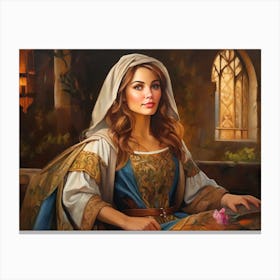 Lady In Medieval Dress Canvas Print
