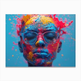 Psychedelic Portrait: Vibrant Expressions in Liquid Emulsion Portrait Of A Woman With Colorful Paint Canvas Print