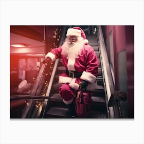 Santa Claus On The Escalator Canvas Print