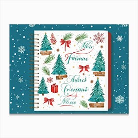 Illustration Of A Journal Open To A Christmas Themed Page Capturing A Nostalgic Winter Holiday Fille Canvas Print