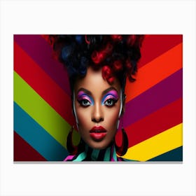 Woman With Colorful Makeup Canvas Print