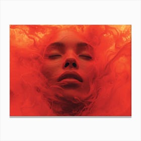 Glowing Enigma: Darkly Romantic 3D Portrait: Red Smoke Canvas Print