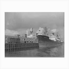 Freighter Docked At Port Of Houston, Texas By Russell Lee Canvas Print