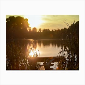 Sunset Over A Lake Canvas Print