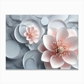 3d Lotus Flower with Circles Canvas Print