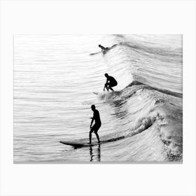 Black White Surf Canvas Print