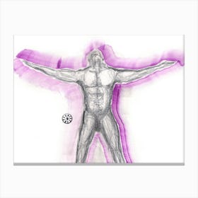 Aura Of Enlightment - Male Nude Explicit Adult Mature Homoerotic Gay Art Man Figure Graphite Purple Watercolor Canvas Print