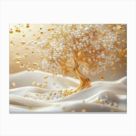 3d Golden Tree and Pearl 1 Canvas Print