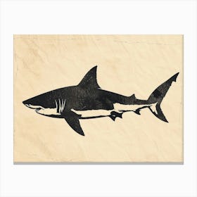 Great White Shark  Grey Silhouette 7 Canvas Print