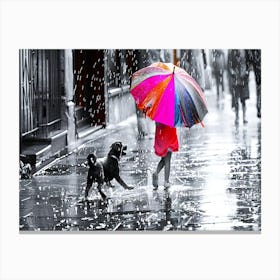 Girl In The Rain - Rainy Weather Canvas Print