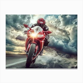 Motorcycle Rider On The Road 6 Canvas Print