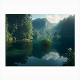 Serene Lake Nestled Amidst The Rainforest Canvas Print