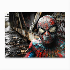 Spiderman,Marvel,Graffiti,People,Hero,Comic,Comic Bbok,Colorfulstreetart,Art Work,Digital Art Canvas Print