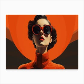 Woman In Red Sunglasses Canvas Print