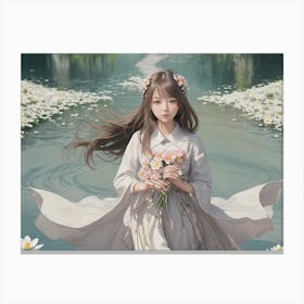 Flower Girl In The Water Canvas Print