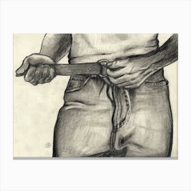 Undoing Belt Drawing erotic pencil Canvas Print