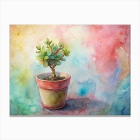 Watercolor Of Cactus Canvas Print