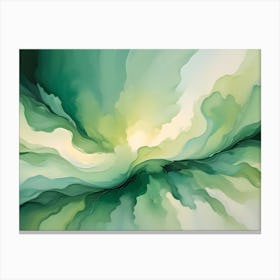 Abstract Background With Swirling, Flowing Shapes In Shades Of Green And White, Creating A Soft And Ethereal Aesthetic Canvas Print