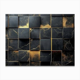 Black Marble Wall Canvas Print