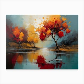 Autumn Trees reflected River Canvas Print