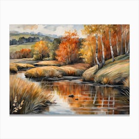 Autumn Pond Landscape Painting (34) Canvas Print