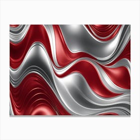 Abstract Red And Silver Wave Pattern Canvas Print