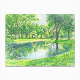 Watercolor Of A Park Canvas Print