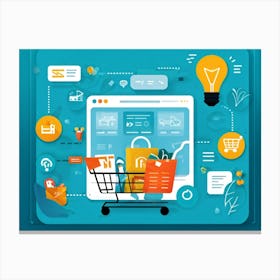 An Intricate Digital Rendering Of A Lively E Commerce Interface Design With Features Like A Shoppin Canvas Print