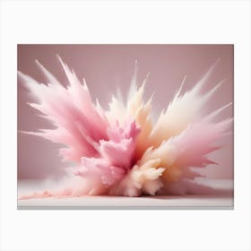 An Explosion Of Pink And Cream Colored Powder Paint Against A Solid Pink Background Canvas Print