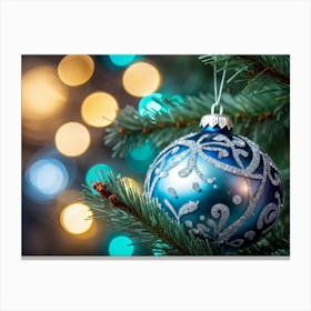 Christmas Ornament On A Christmas Tree 2 Canvas Print