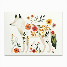 Little Floral Arctic Wolf 4 Canvas Print