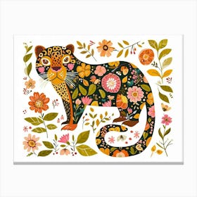 Little Floral Jaguar 4 Canvas Print