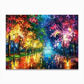 Colorful Trees At Night Canvas Print