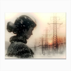 Pylons in Winter Canvas Print