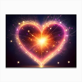 A Colorful Glowing Heart On A Dark Background Horizontal Composition 92 Canvas Print