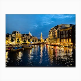 Amsterdam Canal At Night Canvas Print