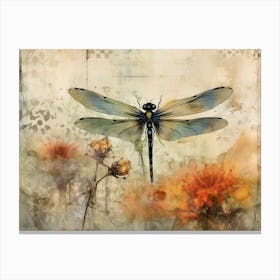Dragonfly Illustration Botanical 3 Canvas Print