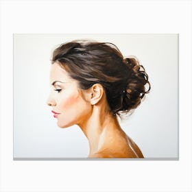 Side Profile Of Beautiful Woman Oil Painting 15 Canvas Print