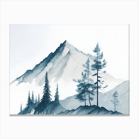 Mountain And Forest In Minimalist Watercolor Horizontal Composition 444 Canvas Print
