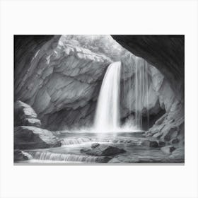 Waterfall Inside A Dark Cave Canvas Print